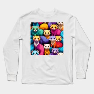 Cheerful Ferret Fiesta: Digital Art for Diverse Creations Long Sleeve T-Shirt